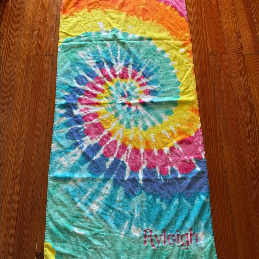RYLEIGH embroidered personalized 3 beach towels summer anchors tie dye butterfly